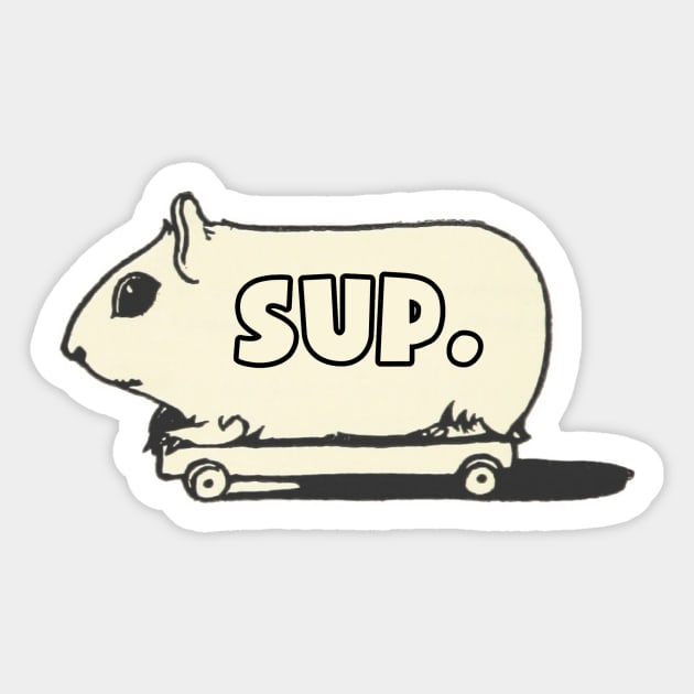 Sup gerbil on a skateboard text Sticker by Captain-Jackson